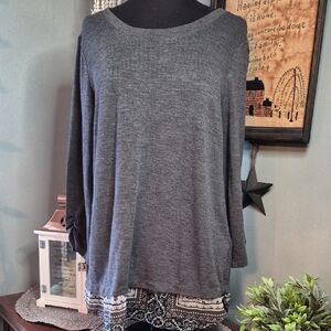 AB Studio Charcoal Knit Top